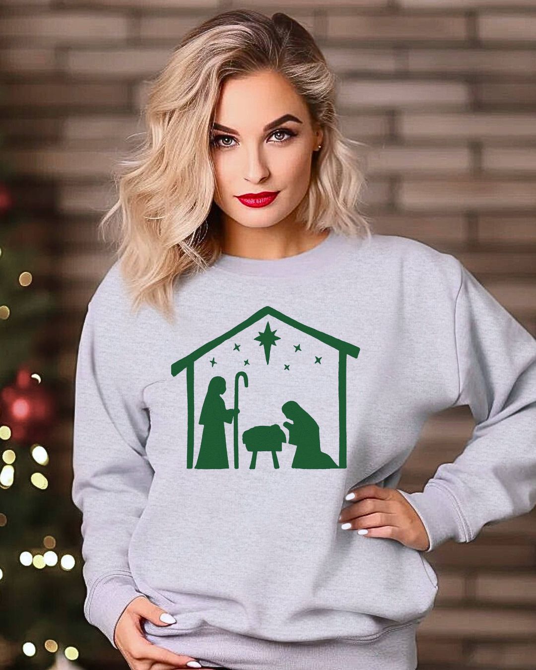 Minimalist Nativity Embroidered Sweatshirt | Neutral Christmas Crewneck | Cozy Faith-Inspired Holiday Apparel