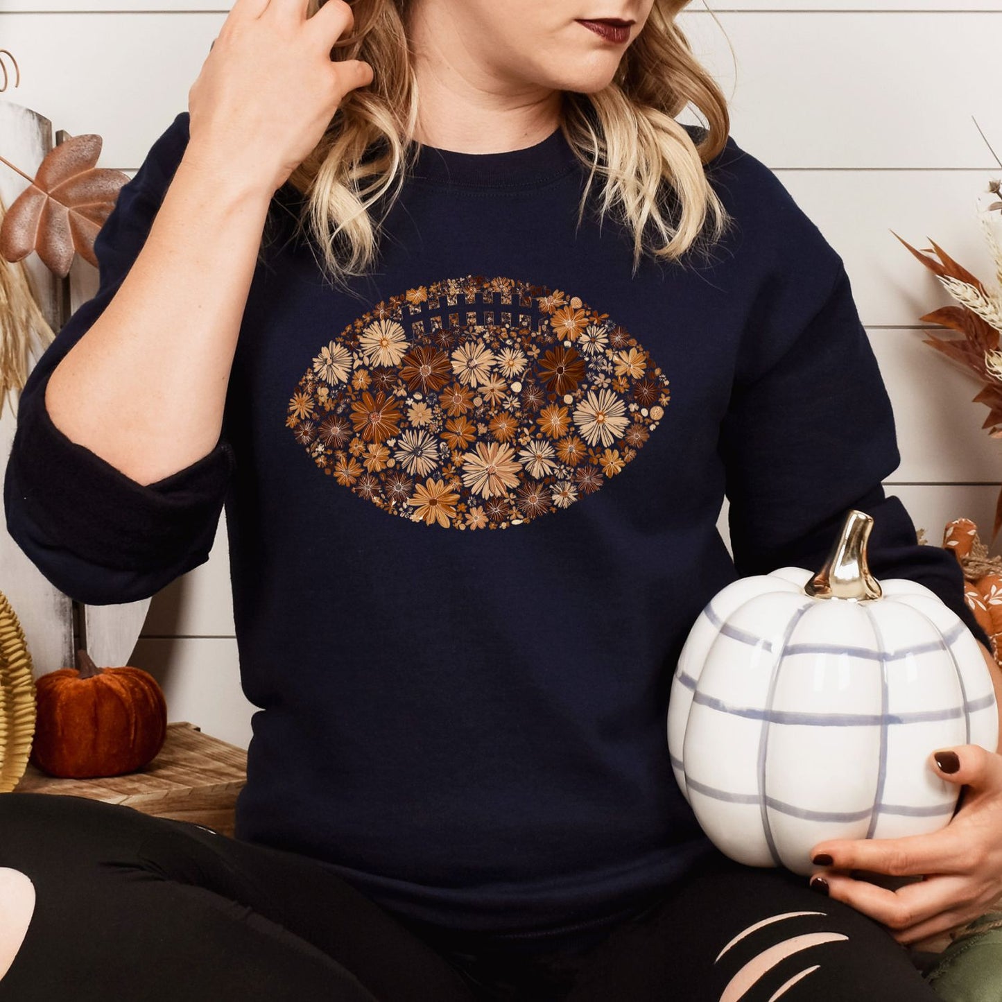 Floral Football Sweatshirt – Retro Game Day Crewneck for Women | Vintage Fall Football Shirt | Comfort Colors Lilac Pullover | Sunday Style