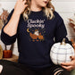 Cluckin’ Spooky Chicken Halloween Sweatshirt – Fall Embroidered Pullover for Cozy Season