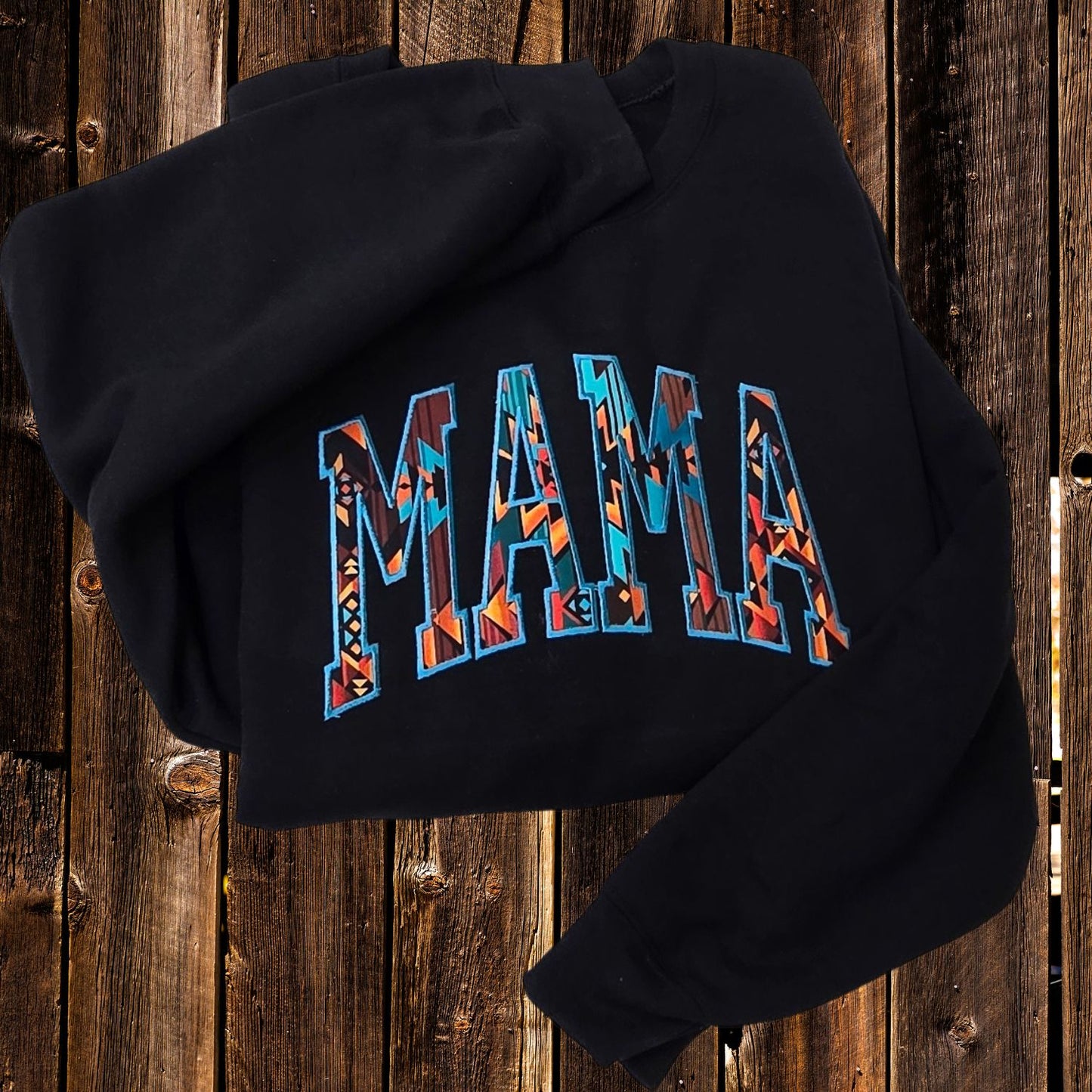 MAMA Aztec Embroidered Sweatshirt – Cozy Western Boho Pullover for Moms