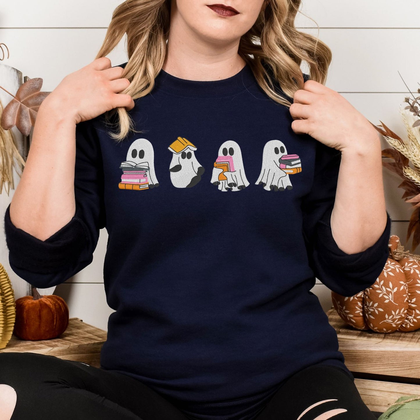 Ghost Reader Embroidered Crewneck Sweatshirt | Cozy Fall Aesthetic