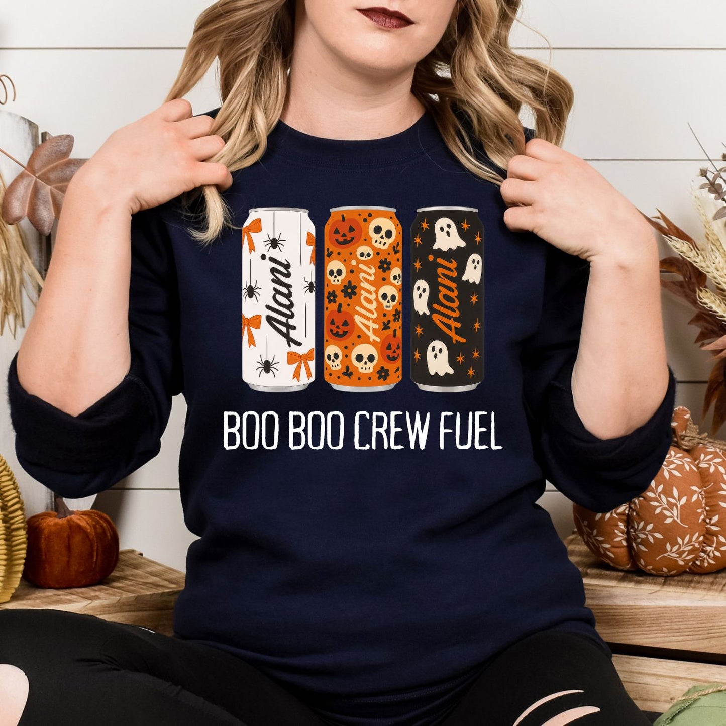 Boo Boo Crew Fuel Halloween Shirt, Trendy Spooky Energy Can Graphic Tee - Cute Ghost Skull Pumpkin Fall Vibes T-Shirt, Viral Halloween shirt