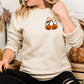 Pumpkin Pair Embroidered Crewneck Sweatshirt – Cozy Fall Halloween Aesthetic