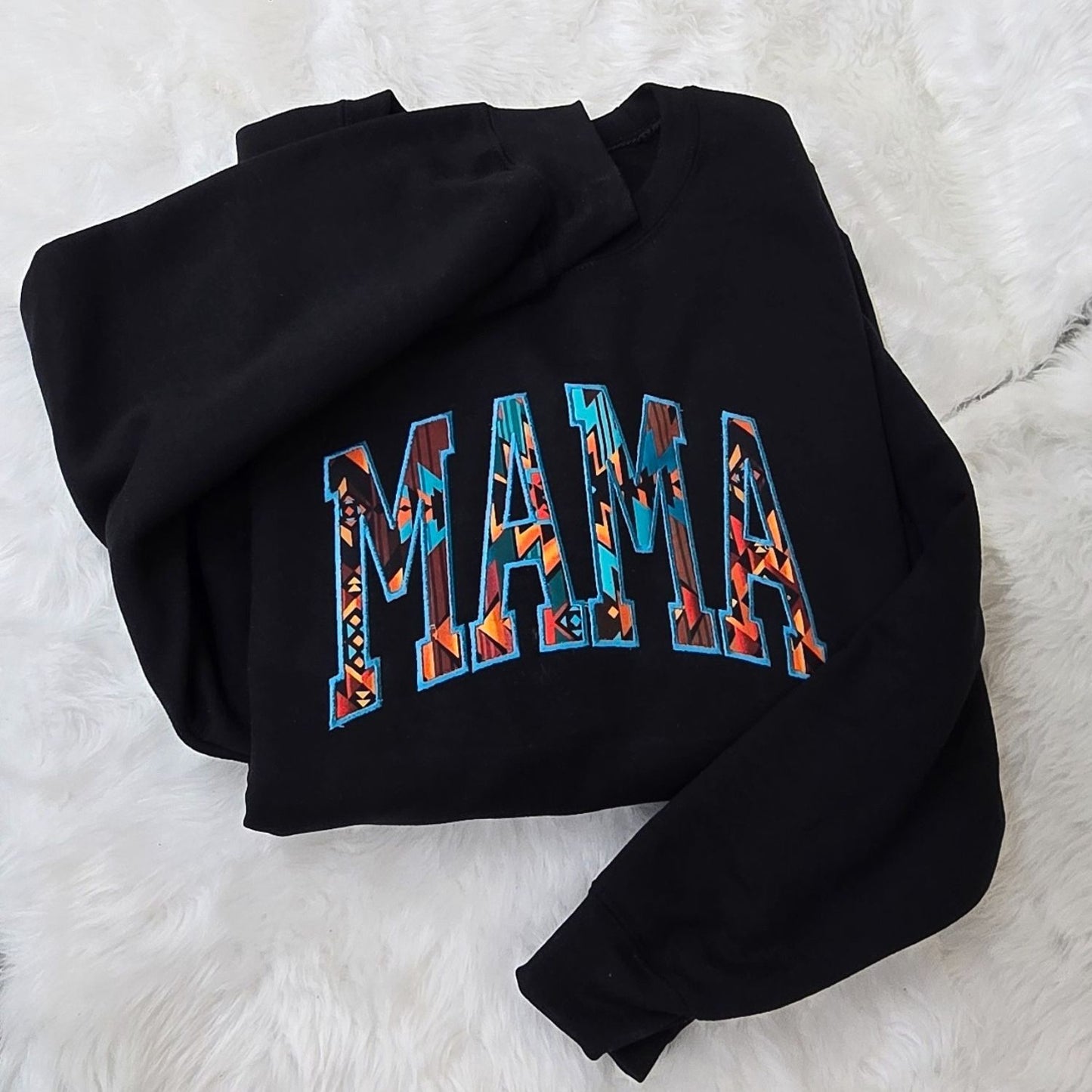 MAMA Aztec Embroidered Sweatshirt – Cozy Western Boho Pullover for Moms
