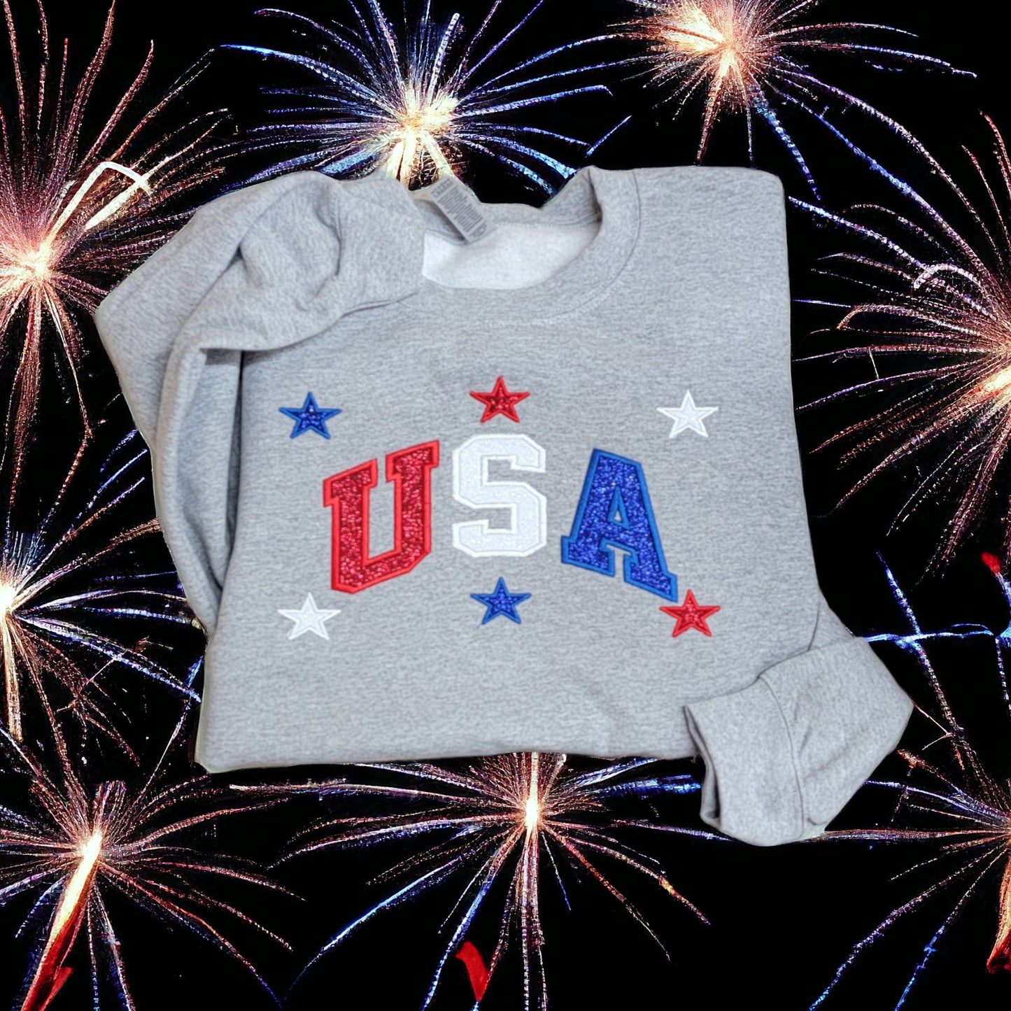 4th Of July USA Patriotic Embroidery T-shirt or Crewneck