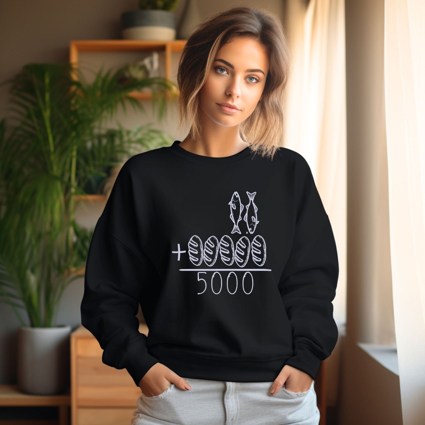 He Fed The 5000 embroidered shirt