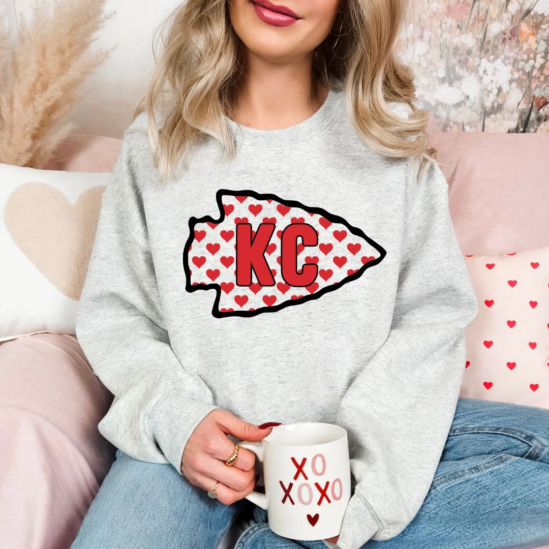 KC red heart arrowhead DTF