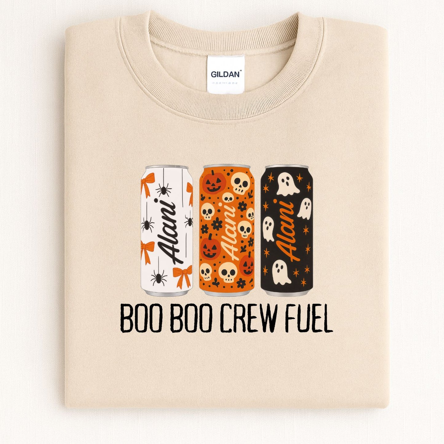 Boo Boo Crew Fuel Halloween Shirt, Trendy Spooky Energy Can Graphic Tee - Cute Ghost Skull Pumpkin Fall Vibes T-Shirt, Viral Halloween shirt