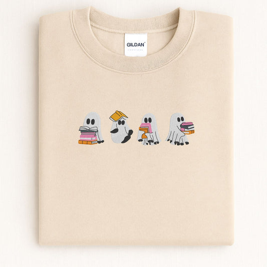 Ghost Reader Embroidered Crewneck Sweatshirt | Cozy Fall Aesthetic