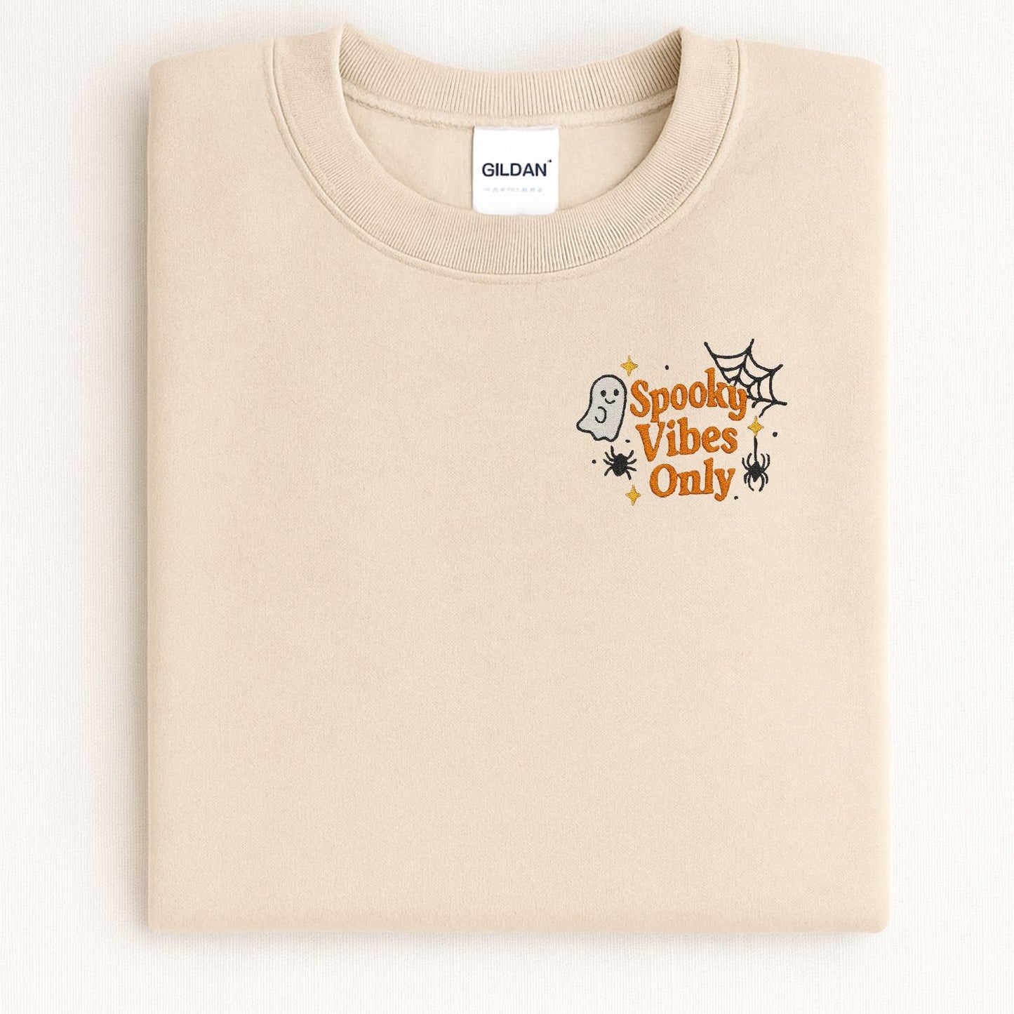 Spooky Ghost Embroidered Halloween Crewneck | Fall Cozy Sweatshirt | Cute Spiderweb Ghost Sweater