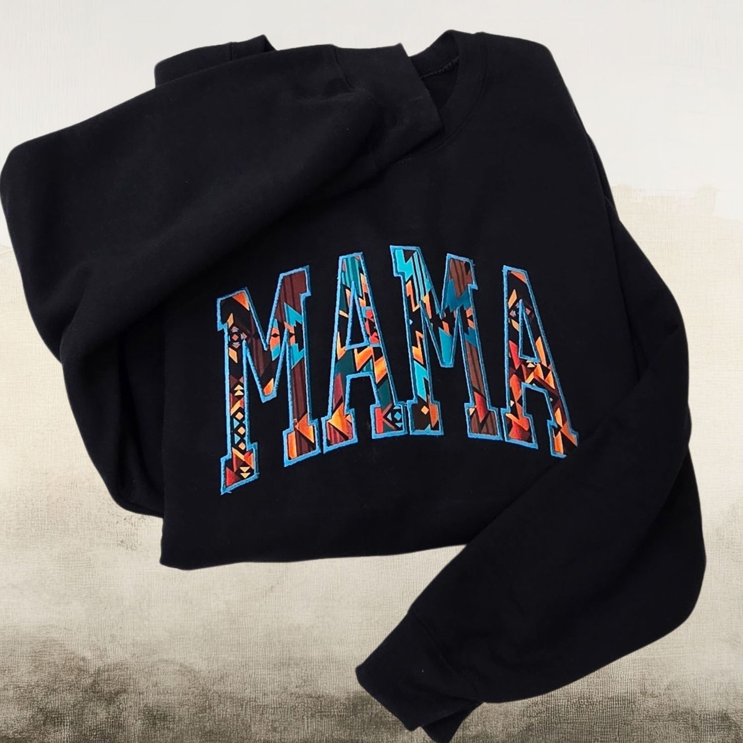 MAMA Aztec Embroidered Sweatshirt – Cozy Western Boho Pullover for Moms