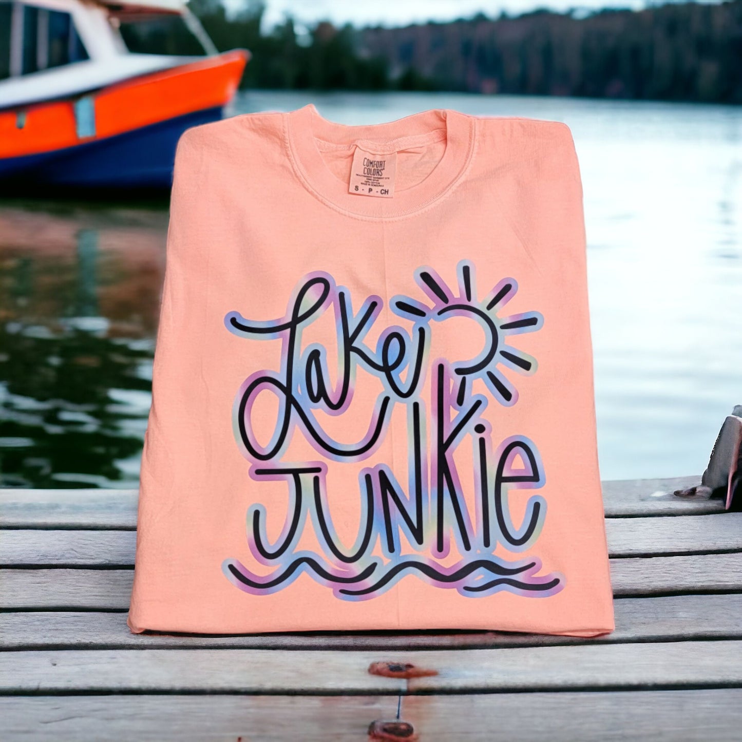 Lake Junkie T-shirt or Tank Top, Summer Shirt Bright Colors Lake Lover Tee