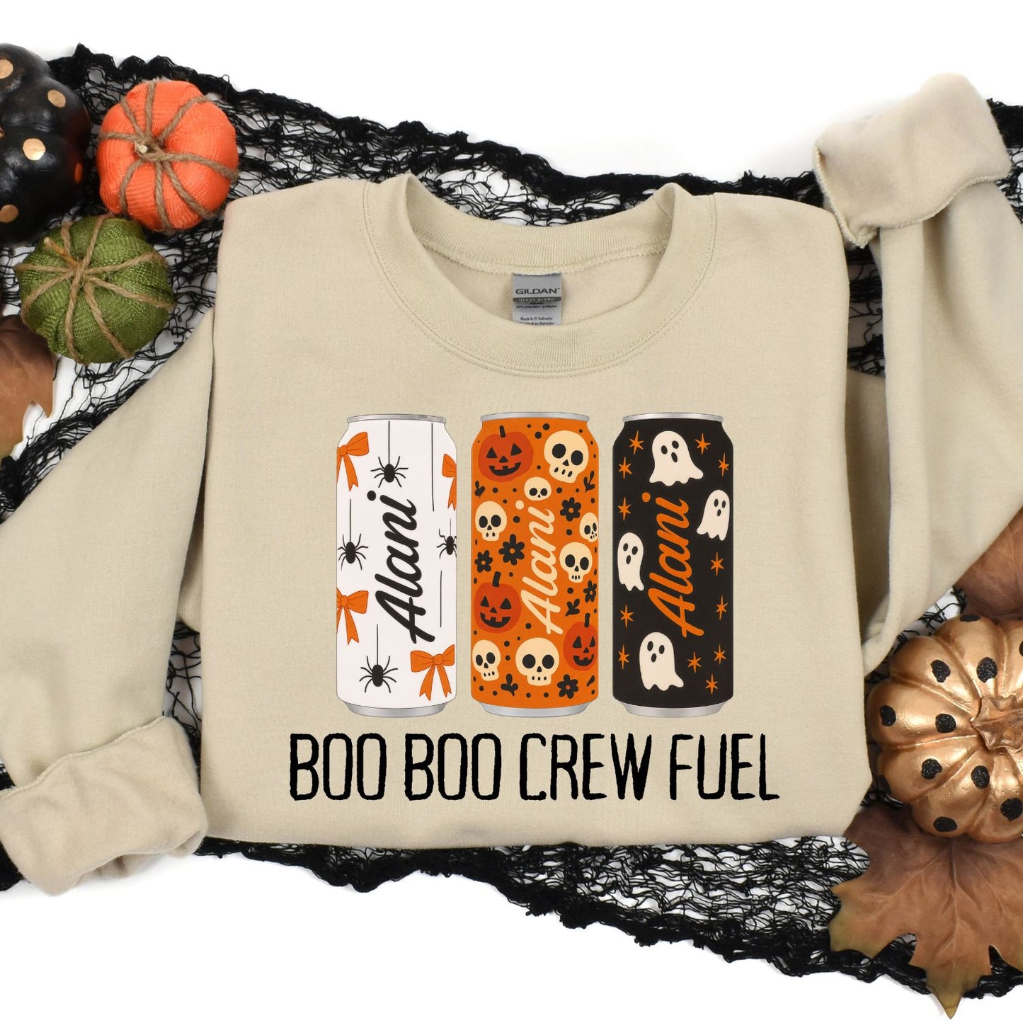 Boo Boo Crew Fuel Halloween Shirt, Trendy Spooky Energy Can Graphic Tee - Cute Ghost Skull Pumpkin Fall Vibes T-Shirt, Viral Halloween shirt
