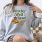Witchy Book Lover Embroidered Sweatshirt – Spooky Autumn Cozy Reading Crewneck