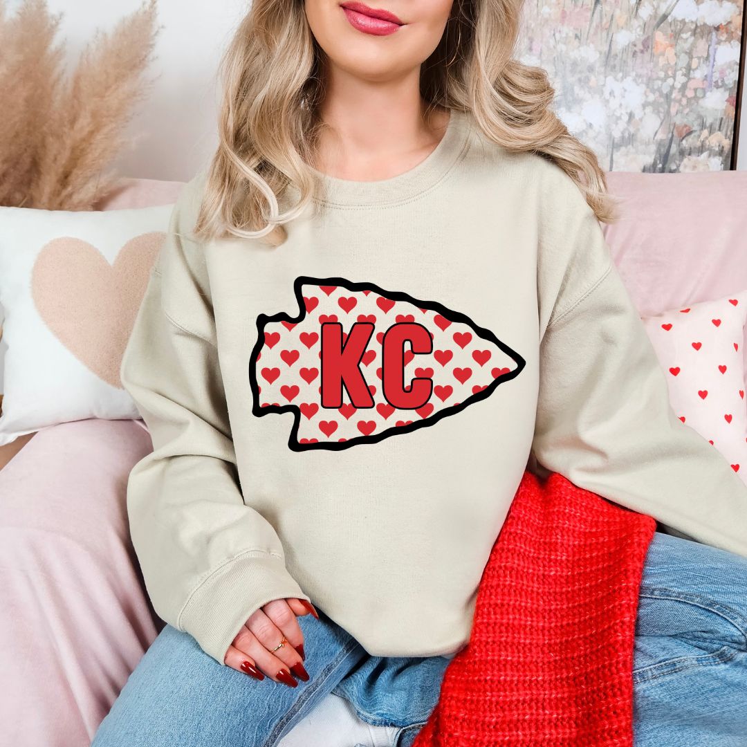 KC red heart arrowhead DTF