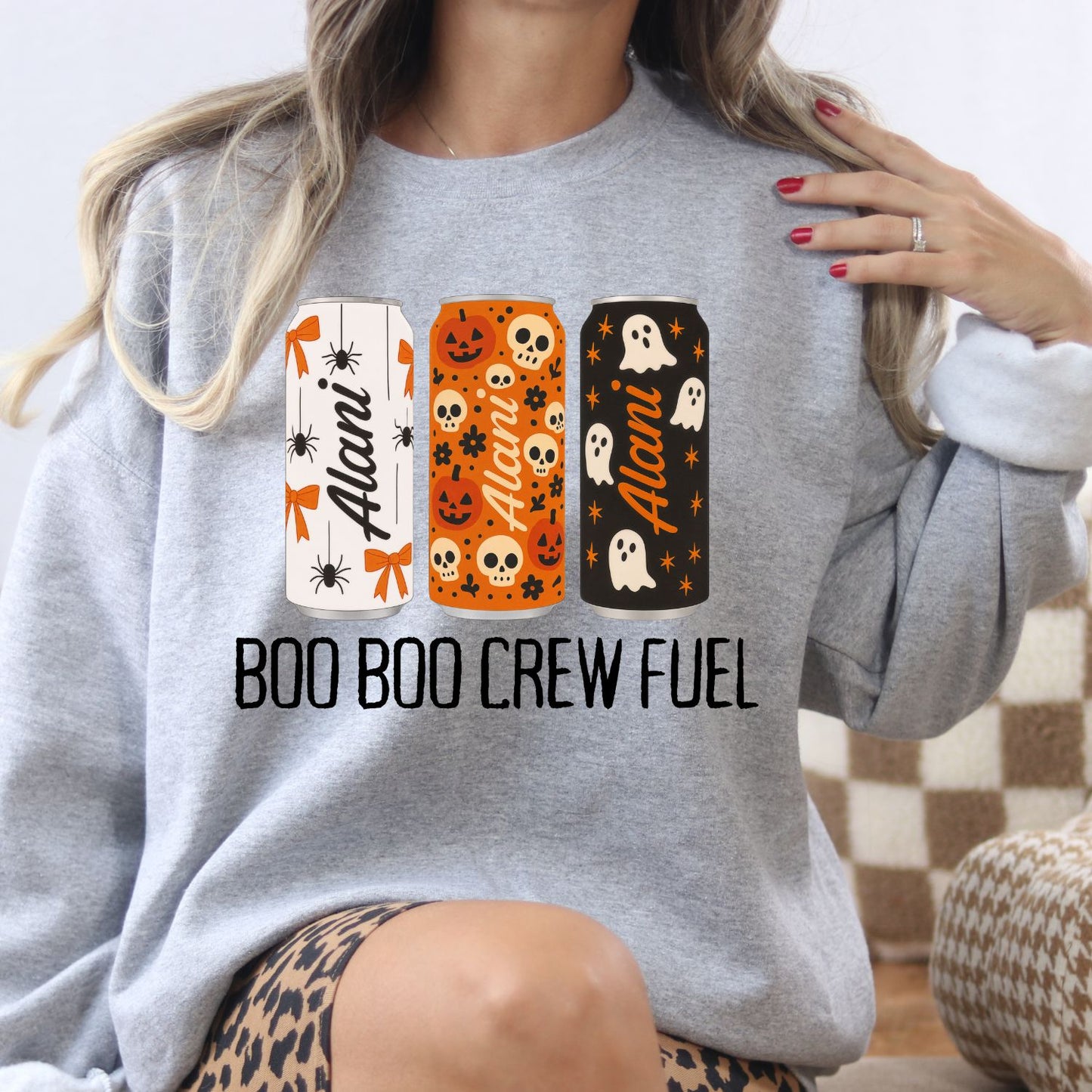 Boo Boo Crew Fuel Halloween Shirt, Trendy Spooky Energy Can Graphic Tee - Cute Ghost Skull Pumpkin Fall Vibes T-Shirt, Viral Halloween shirt