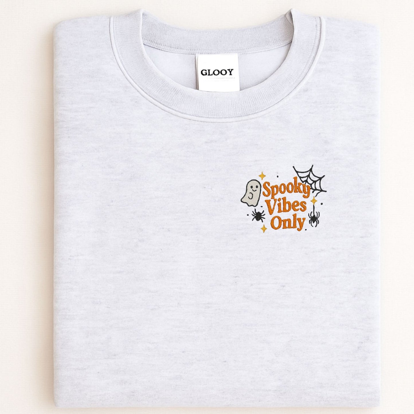 Spooky Ghost Embroidered Halloween Crewneck | Fall Cozy Sweatshirt | Cute Spiderweb Ghost Sweater