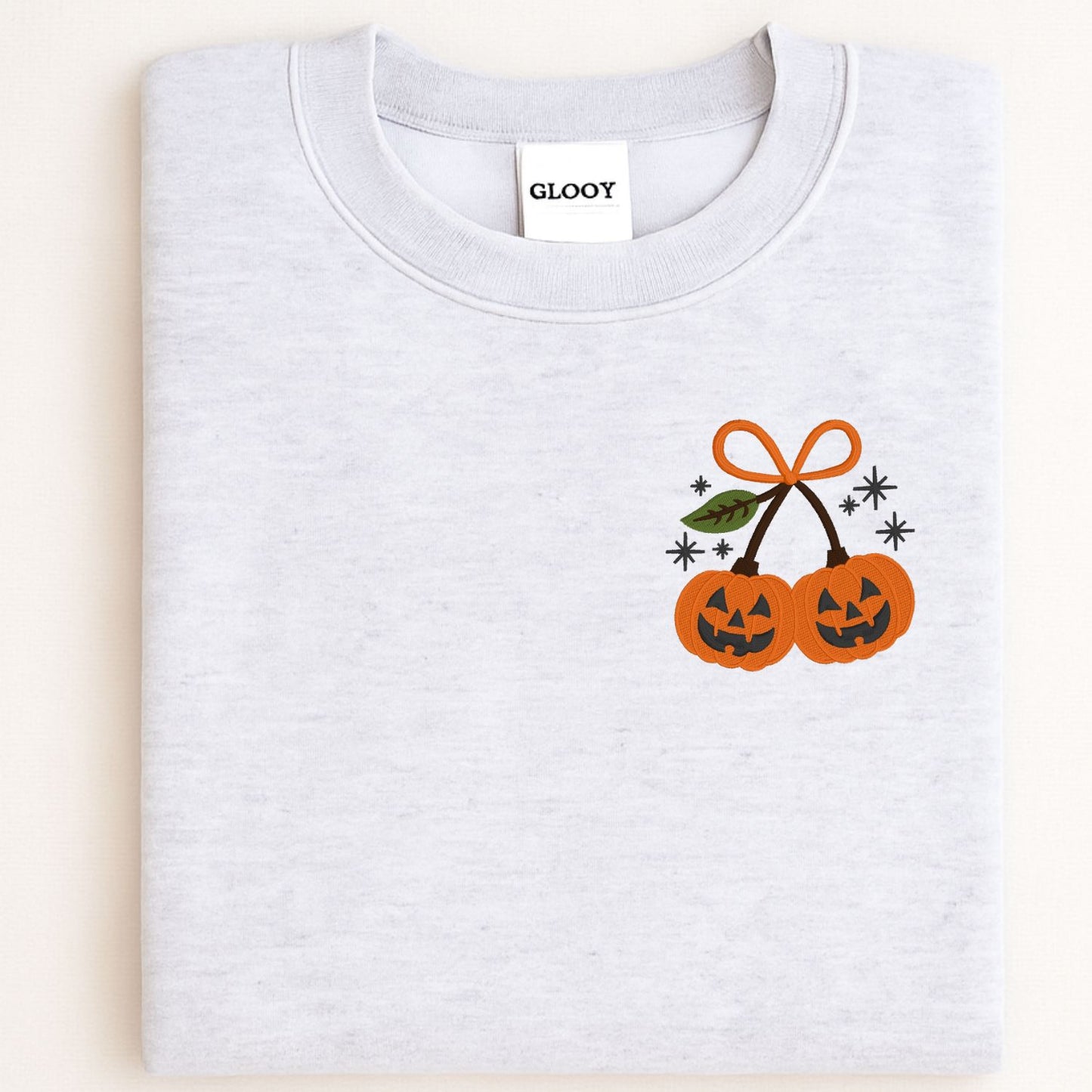 Pumpkin Pair Embroidered Crewneck Sweatshirt – Cozy Fall Halloween Aesthetic