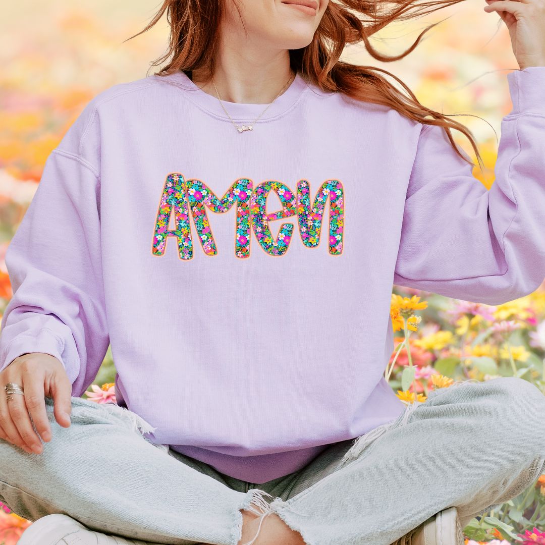 Floral Amen religious DTF print shirt