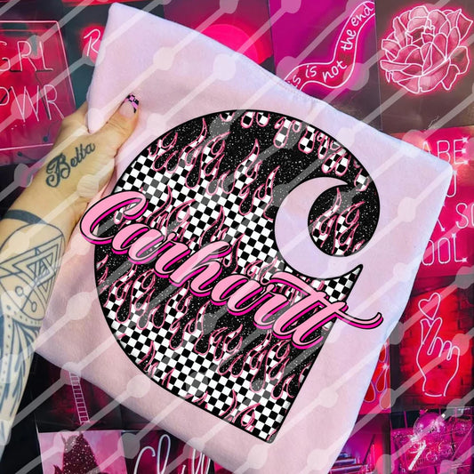 Hot Pink Flame Checker Sweatshirt – DTG Print on Soft Pink Crewneck | Alt Girl Graphic Pullover | Glitter Sparkle Aesthetic Top