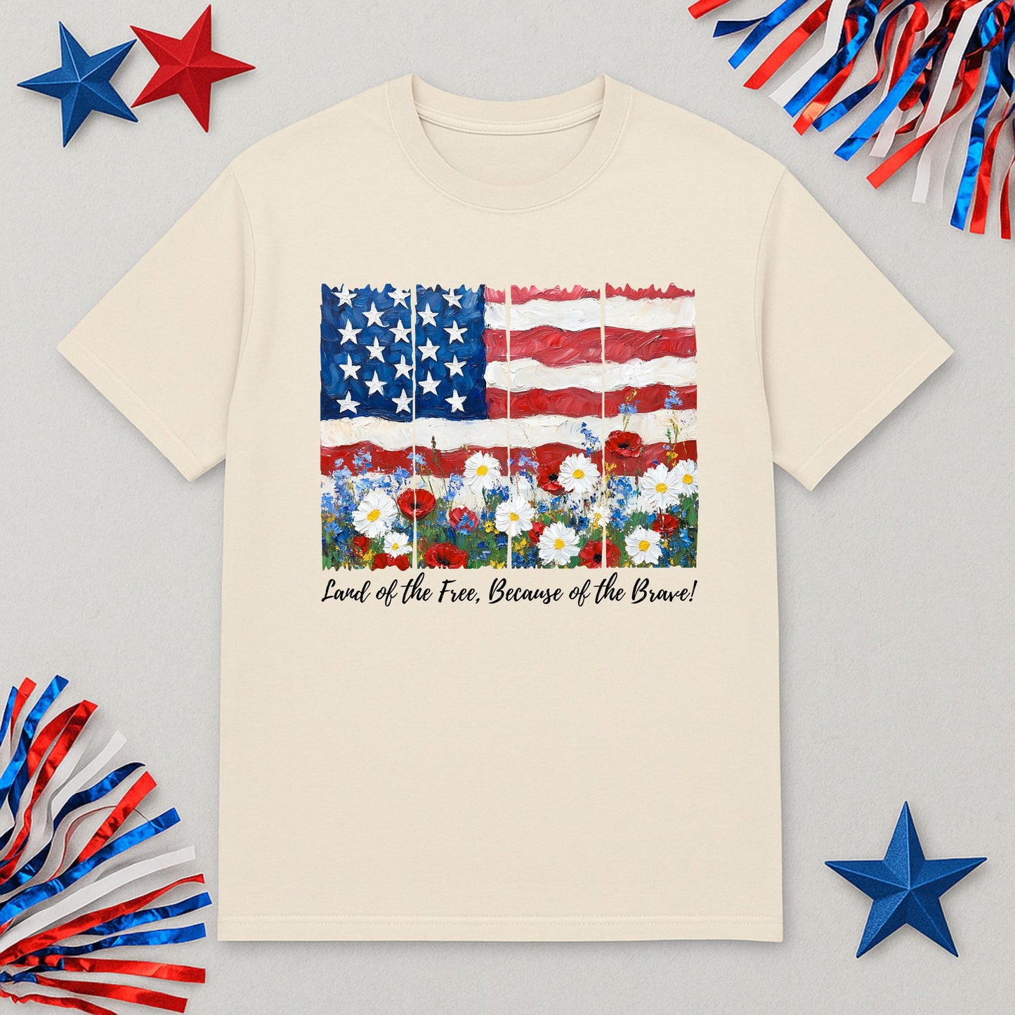 Patriotic Floral American Flag Shirt - Wildflower Flag Tee - 4th of July USA Shirt - Memorial Day Apparel - Vintage Americana T-Shirt