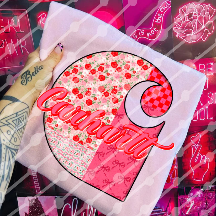 Pink Coquette Collage Tee – Bows, Roses & Gingham Soft Girl Graphic Shirt