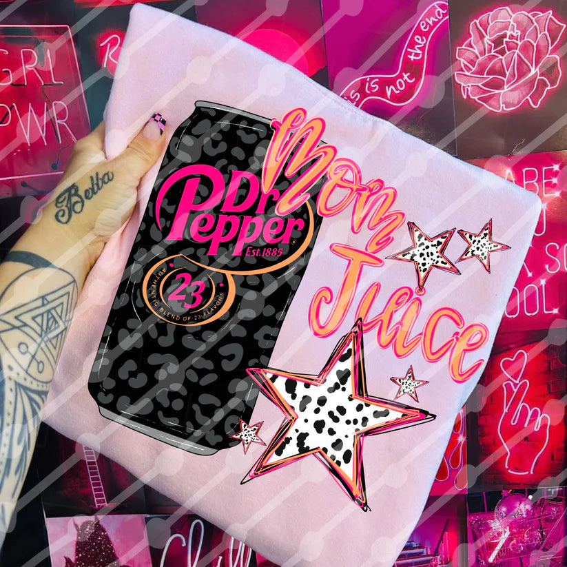 Retro Leopard Print Mom Juice Shirt | DTG Printed Comfort Colors Tee | Bold Pop Can Design for Moms | Funny Aesthetic Summer Top