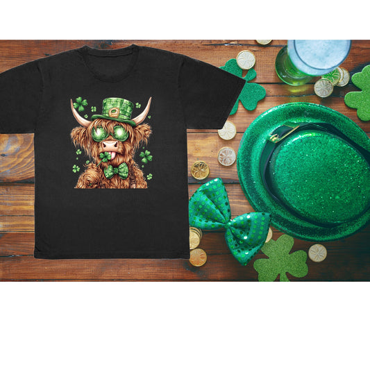 ADULT St. Pattys Highland Cow DTF Print shirt