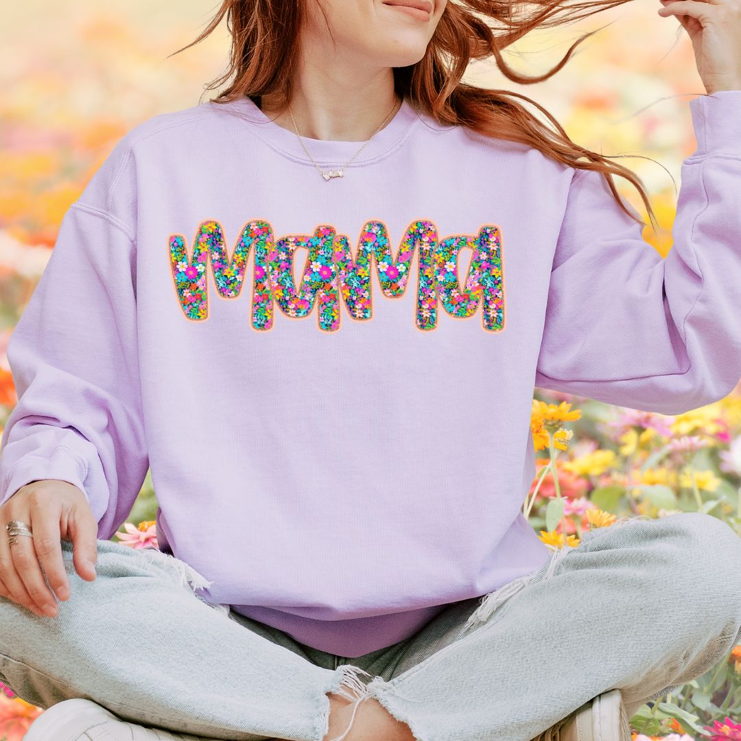 Floral hand written MAMA DTF print shirt