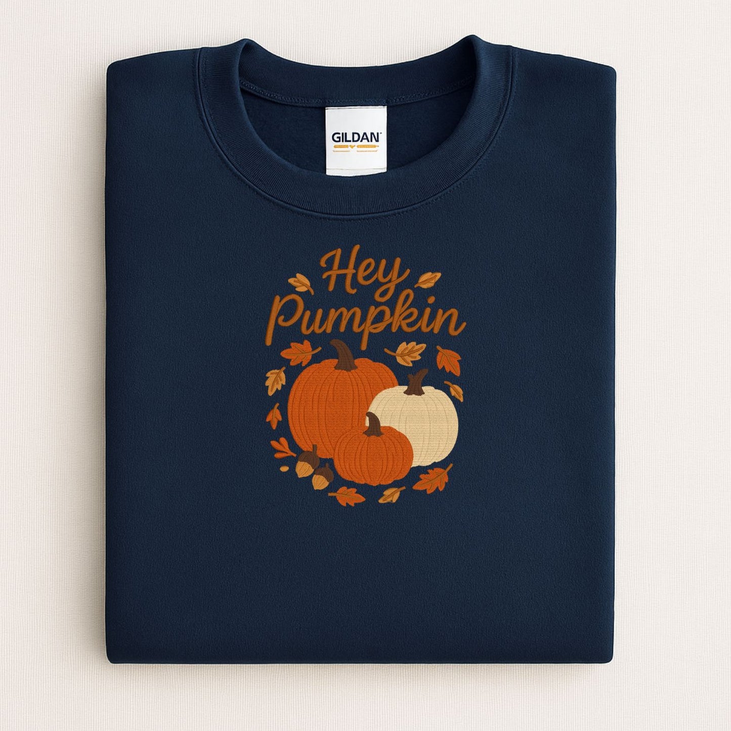 Hey Pumpkin Embroidered Fall Sweatshirt | Cozy Autumn Pumpkin Crewneck | Cute Thanksgiving Gildan Fleece | Fall Outfit Essential