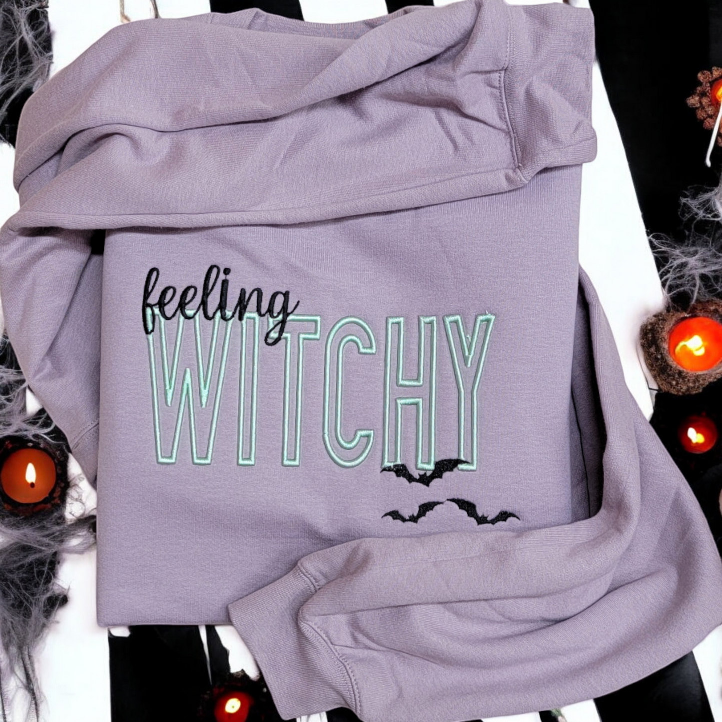 Halloween Embroidery Crewneck, Feeling Witchy Halloween Sweatshirt, Gift For Mom Or Girlfriend