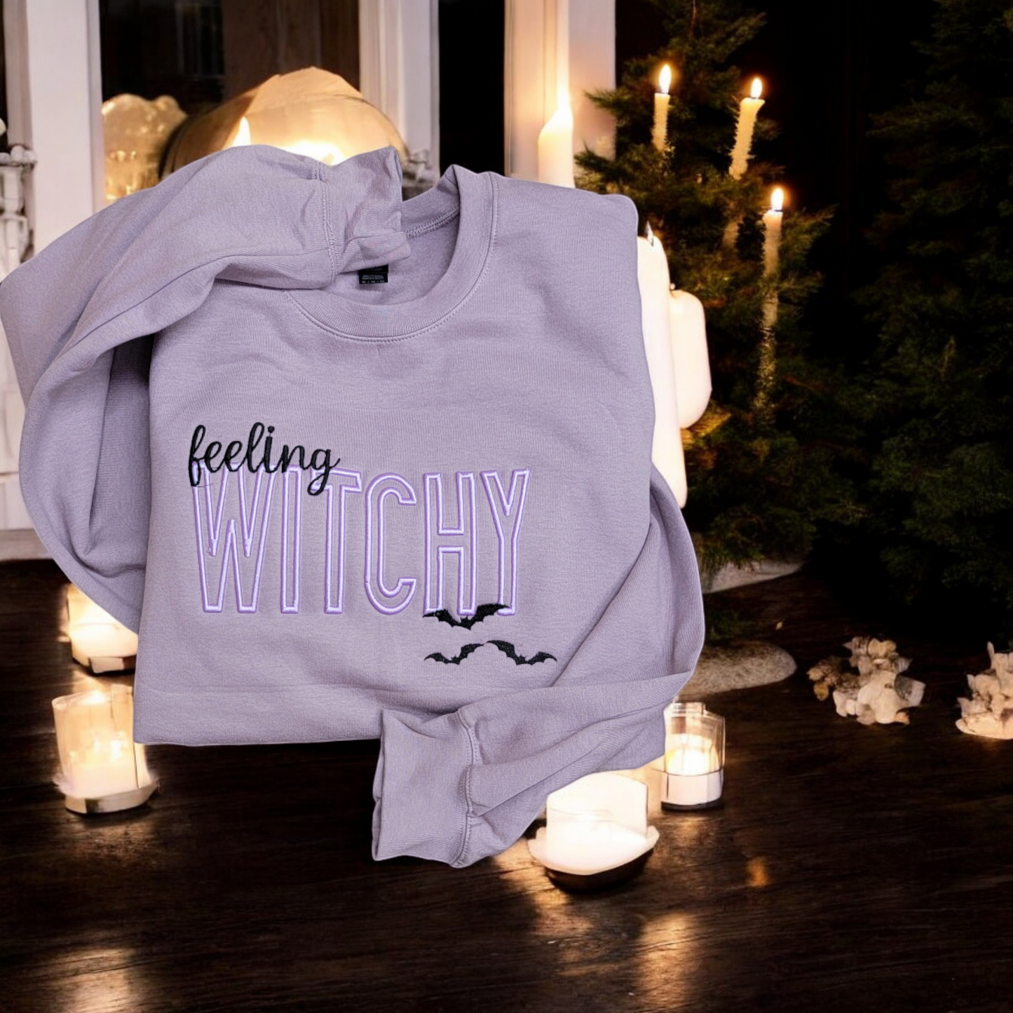 Halloween Embroidery Crewneck, Feeling Witchy Halloween Sweatshirt, Gift For Mom Or Girlfriend