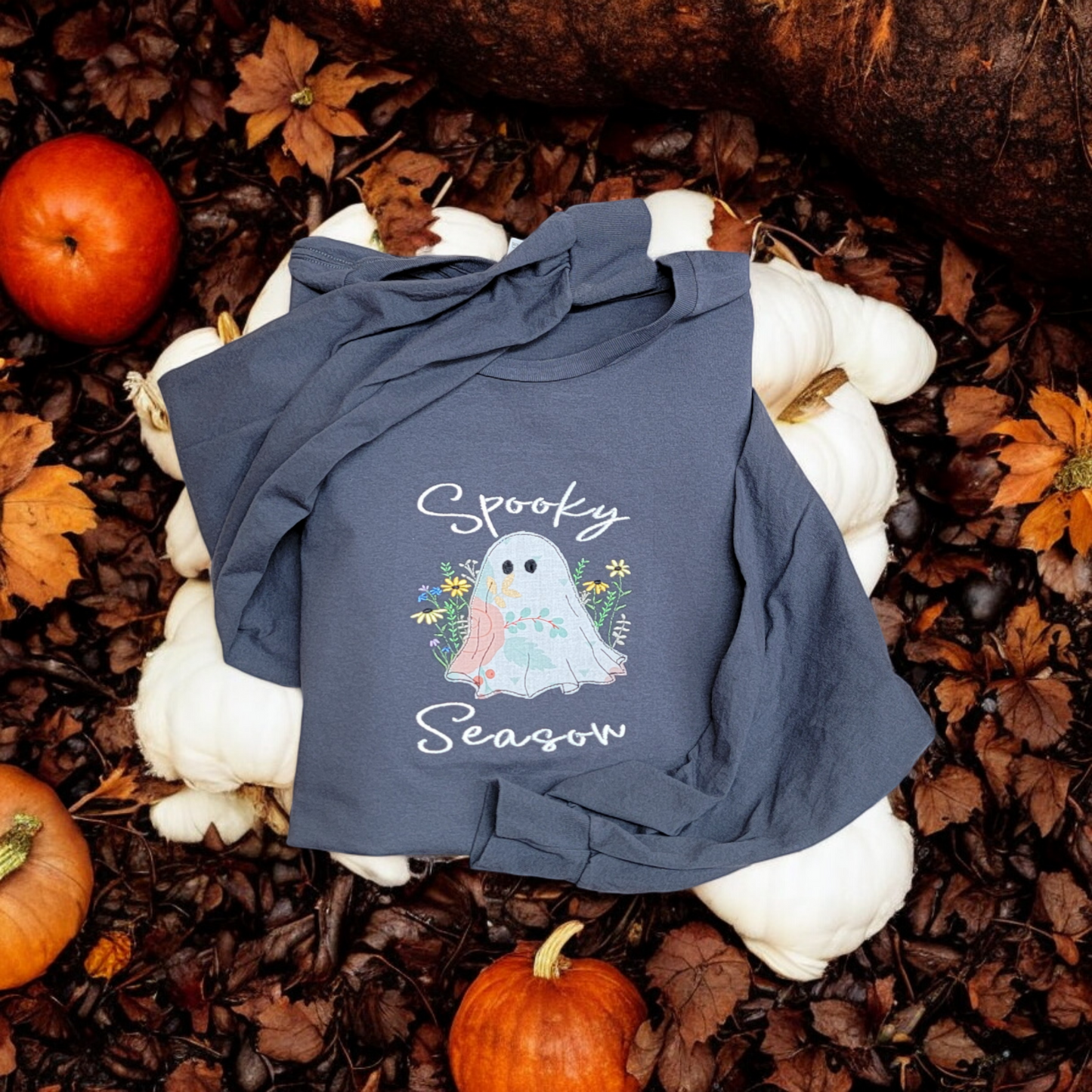 Halloween Embroidery Crewneck, Spooky Season Halloween Sweatshirt, Gift For Mom Or Girlfriend