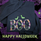 Halloween Embroidery Crewneck, Boo With Bats Ghost Halloween Sweatshirt, Gift For Mom Or Girlfriend