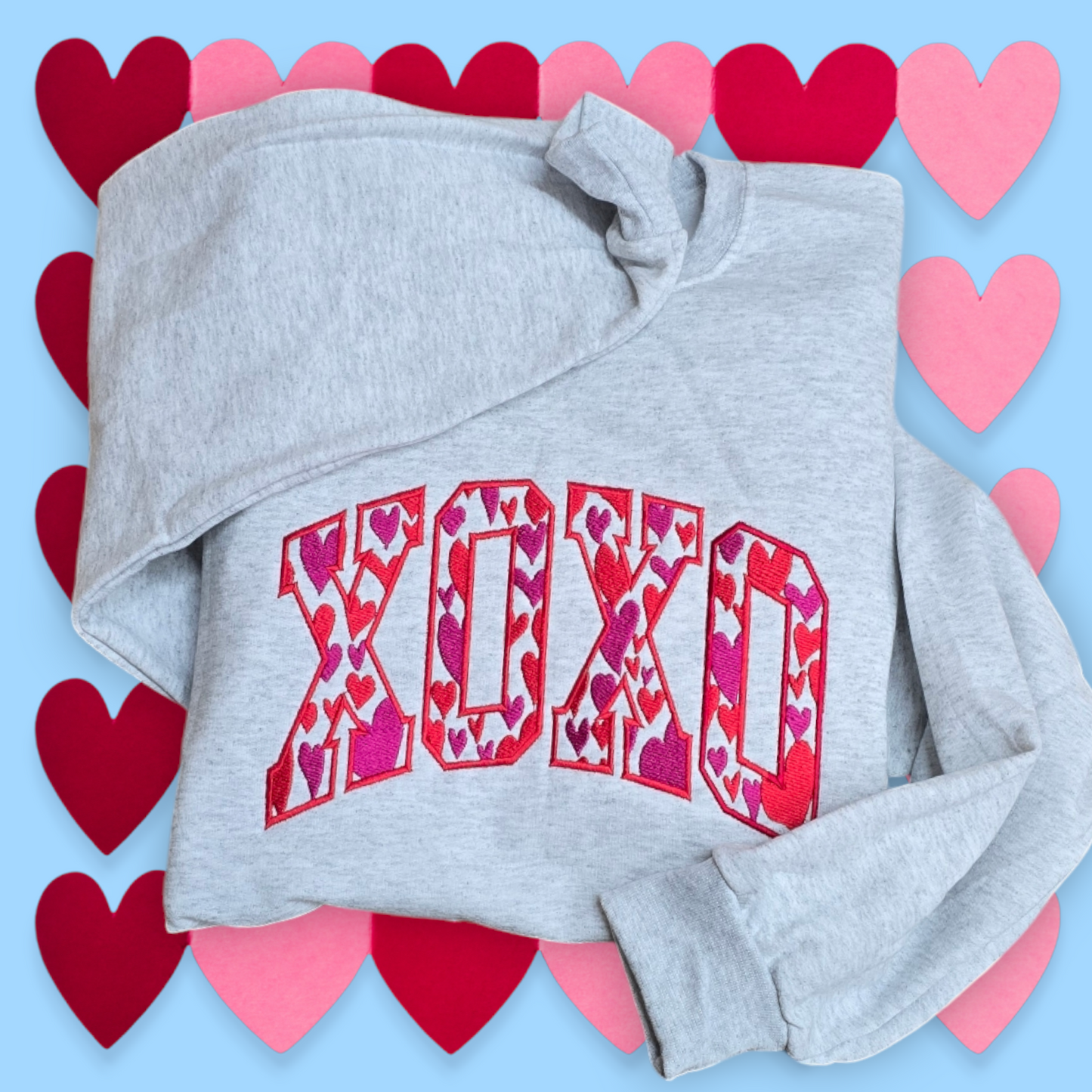 XOXO heart embroidered Valentines Day sweatshirt