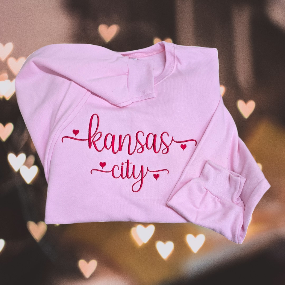Pink Kansas City embroidered sweatshirt