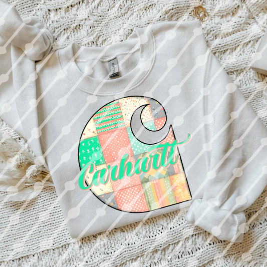 Vintage Quilt Graphic Sweatshirt – Pastel Patchwork Cozy Crewneck