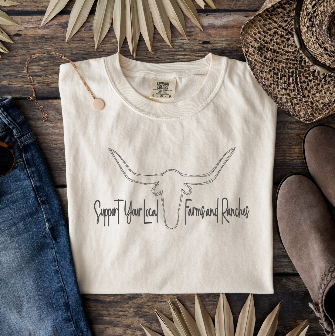 Longhorn Embroidered Comfort Colors  Shirt