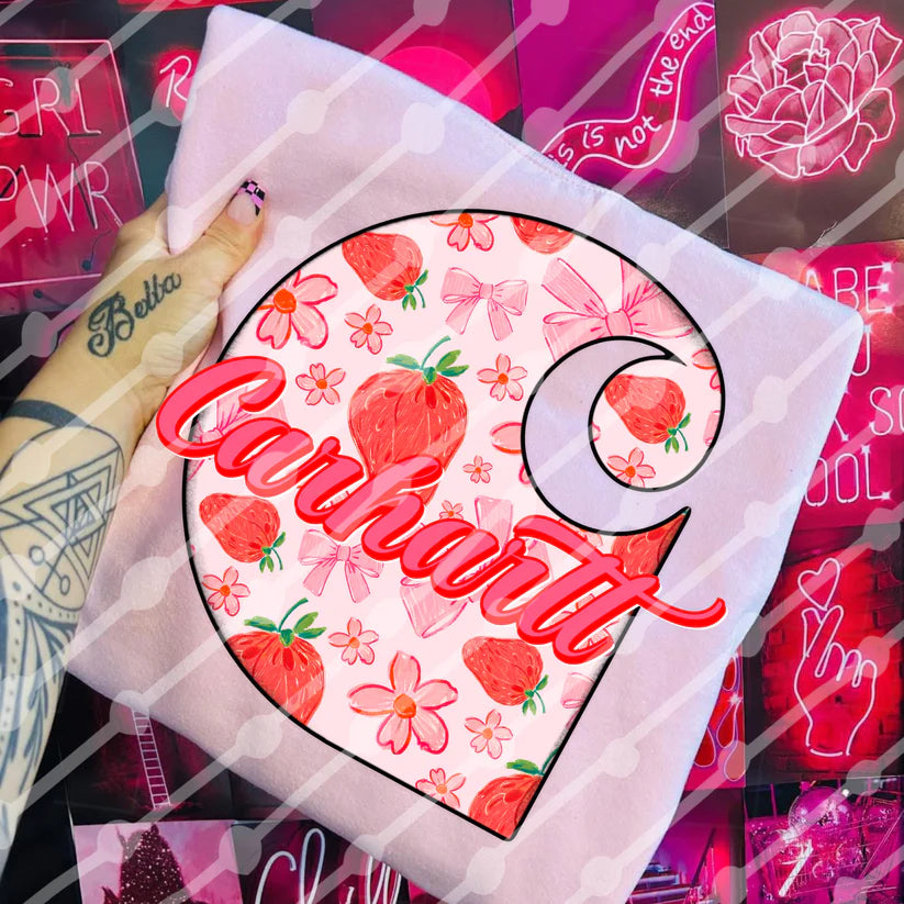 Strawberry Pink Crewneck – Bow & Berry Graphic Sweatshirt for Soft Girl Style