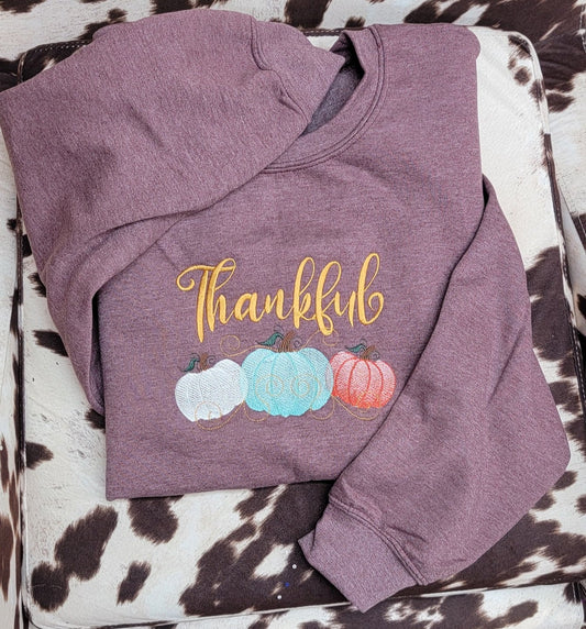 Thankful Thanksgiving Fall Crewneck, Thankful Pumpkins Fall Sweatshirt, Gift For Mom Or Girlfriend