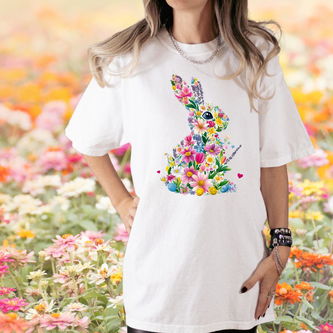 Floral Easter Bunny DTF Print shirt
