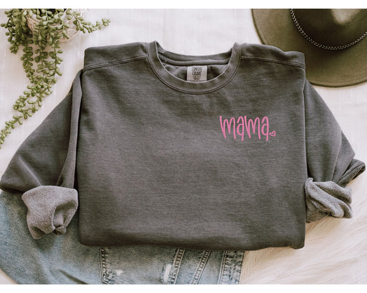 Embroidered Hand Lettered Mama with Heart - Customizable Color Selection