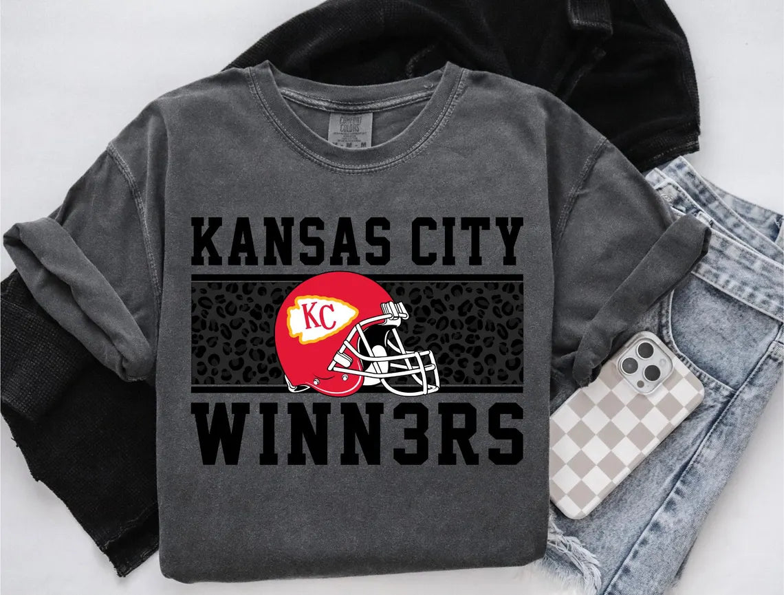 KC Black leopard Winners COMFORT COLORS BRAND