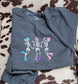 Dancing Skulls Halloween Embroidery Crewneck, Halloween Sweatshirt, Gift For Mom Or Girlfriend