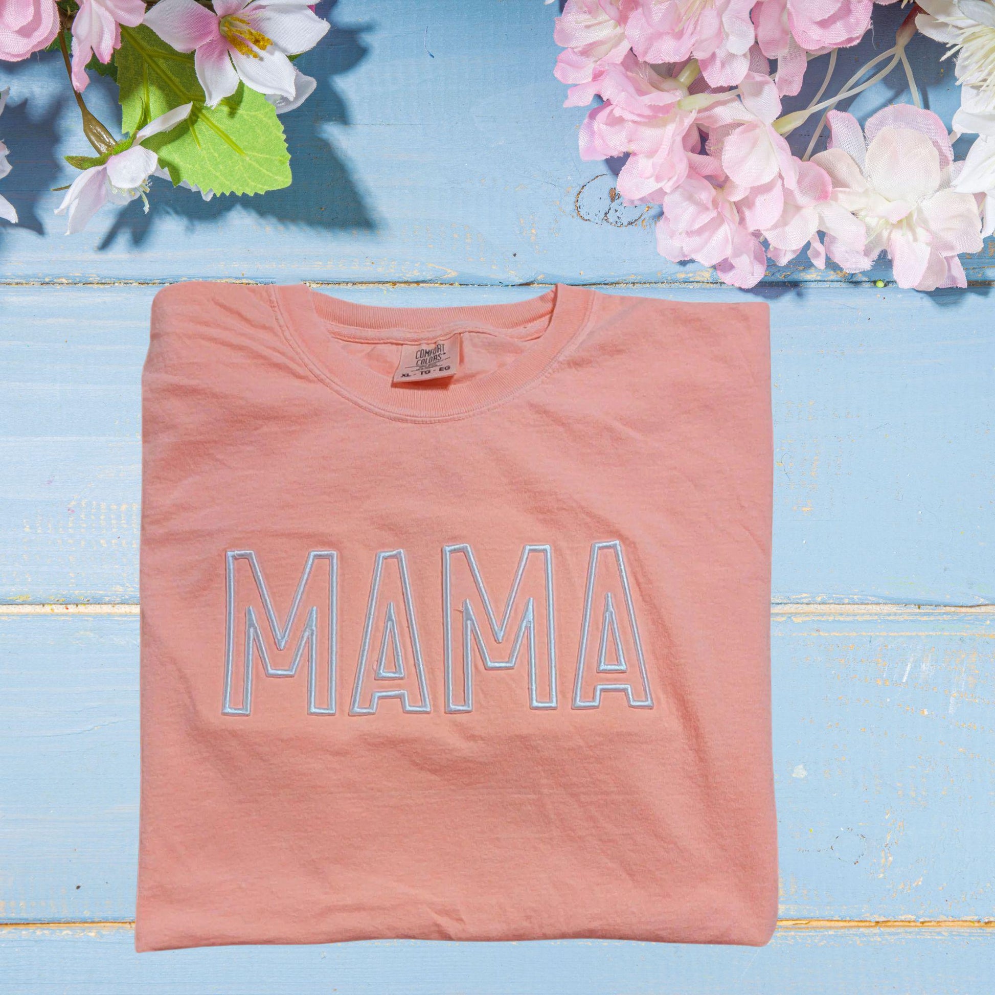 Mama Comfort Colors T-shirt with Puff Embroidery, Gift for Mom, Vintage Style Puff Embroidery MAMA Tee, Mother's Day Gift Idea, new mom gift