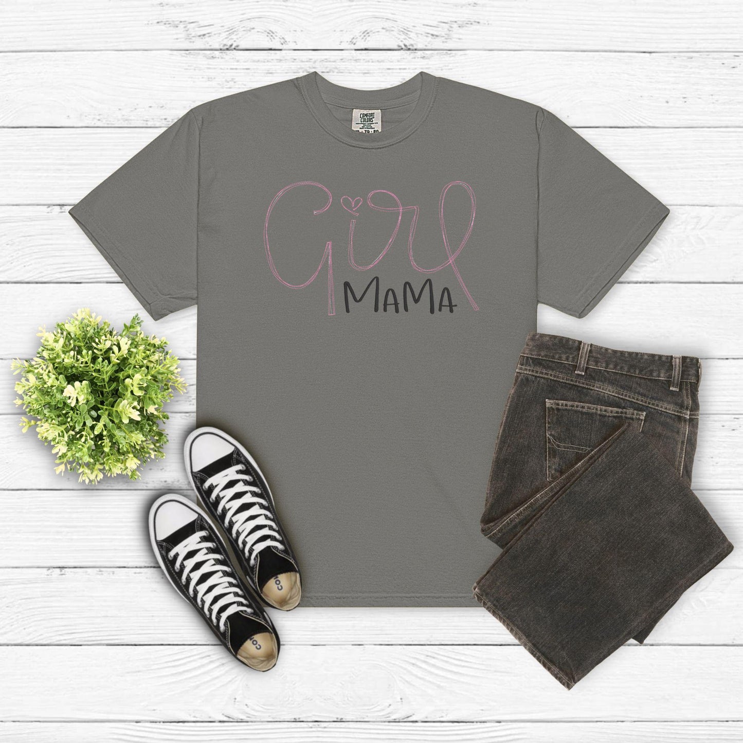 Girl Mama Embroidered Shirt – Motherhood Tee – Cute Embroidery Shirt for Moms – Girl Mom Gift – Comfort Color Tee – Mother’s Day Outfit