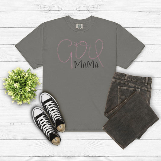 Girl Mama Embroidered Shirt – Motherhood Tee – Cute Embroidery Shirt for Moms – Girl Mom Gift – Comfort Color Tee – Mother’s Day Outfit