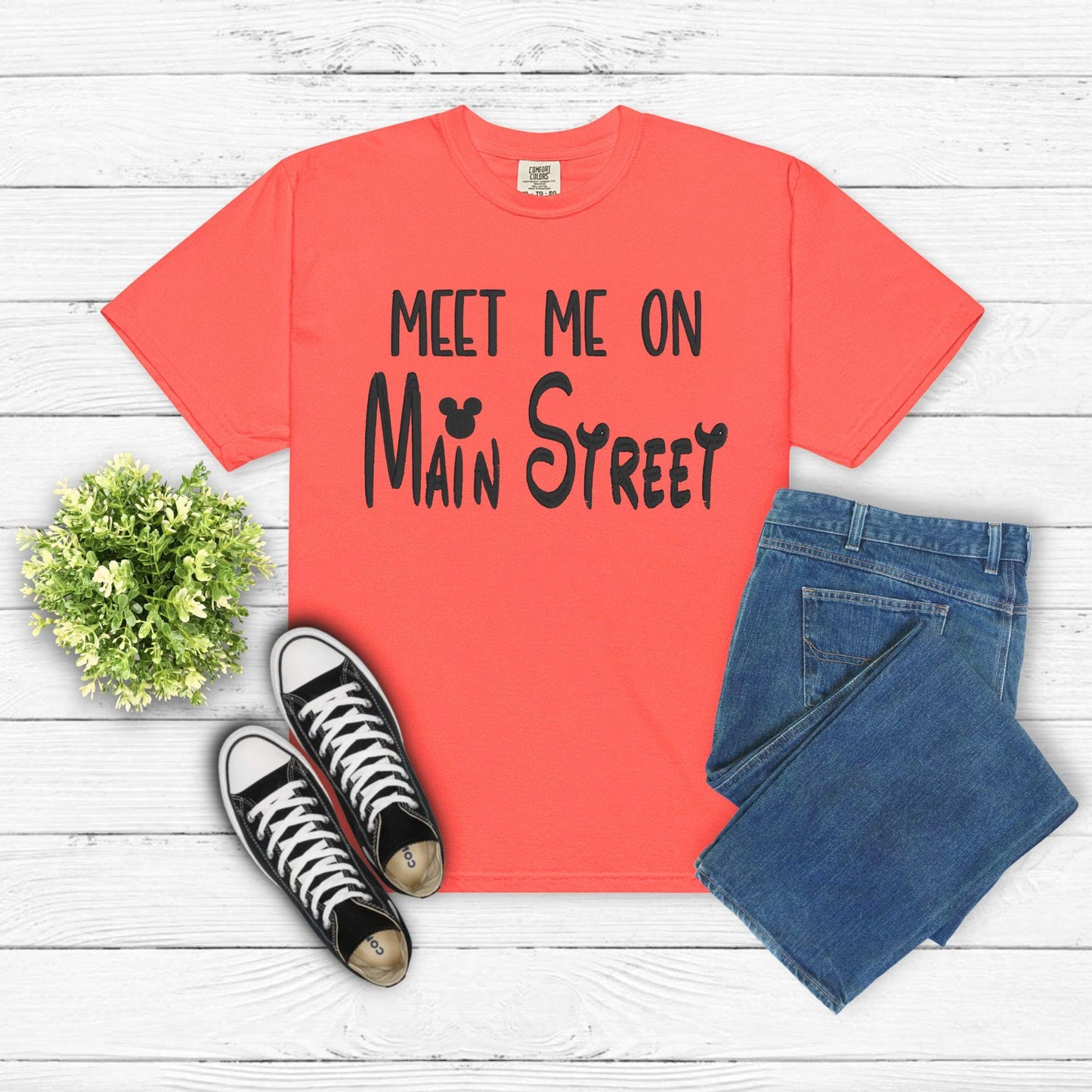 Meet Me on Main Street Embroidered Shirt - Inspired Tee - Park Day Comfort Colors Shirt - Magical Vacation Crew T-Shirt