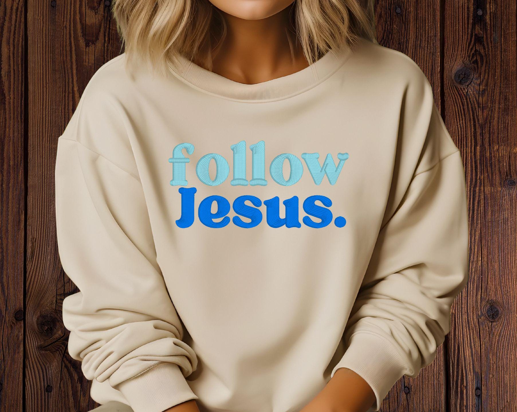 Follow Jesus Embroidered Sweatshirt – Christian Faith Crewneck – Minimalist Bible Verse Shirt – Spiritual Apparel – Religious Gift Idea