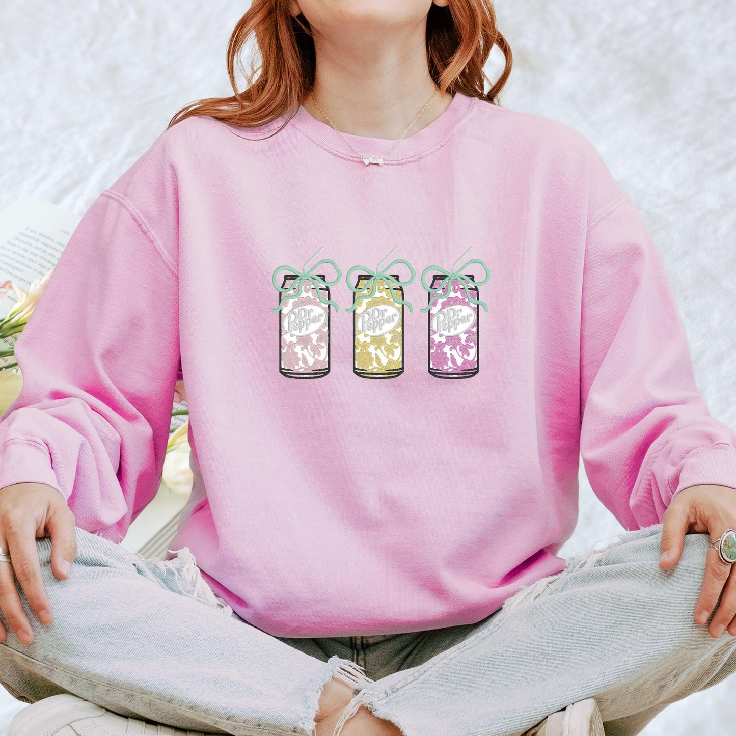 Dr Pepper Embroidered Shirt – Mason Jar Trio Design – Cute Pastel Soft Drink Sweatshirt – Gift for Soda Lovers – Comfort Colors Pullover